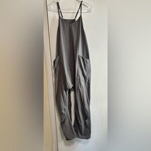 Gray Adjustable Strap Jumpsuit with Relaxed Fit